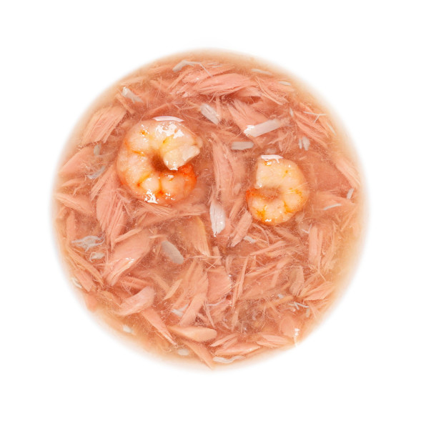 Деревенские лакомства для кошек Суп из тунца с креветками и крабом, в паучах - 35 г х 15 шт