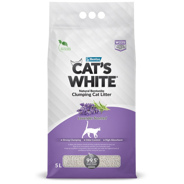 Cats White Lavender наполнитель комкующийся для кошачьего туалета с ароматом лаванды - 5 л