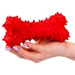 Playology DUAL LAYER BONE двухслойная жевательная косточка для собак с ароматом говядины, большая, красный