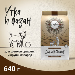CRAFTIA NATURA сухой корм для щенков средних и крупных пород из с уткой и фазаном - 640 г