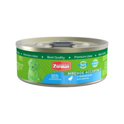 Четвероногий Гурман Мясное ассорти консервированный корм с перепелкой для щенков - 100 г (24 шт)