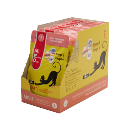 MEO влажный корм для взрослых кошек с тунцом и красным окунем в желе, в паучах - 80 г х 12 шт