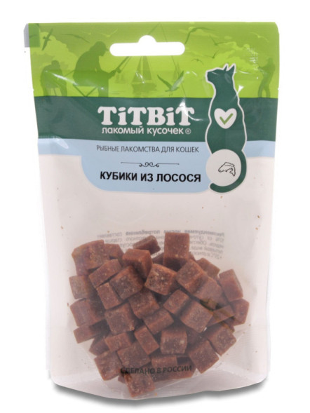 TiTBiT Кубики из лосося для кошек, рыбные лакомства - 60 г