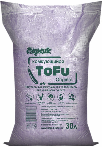 Барсик ToFu Original наполнитель комкующийся - 30 л