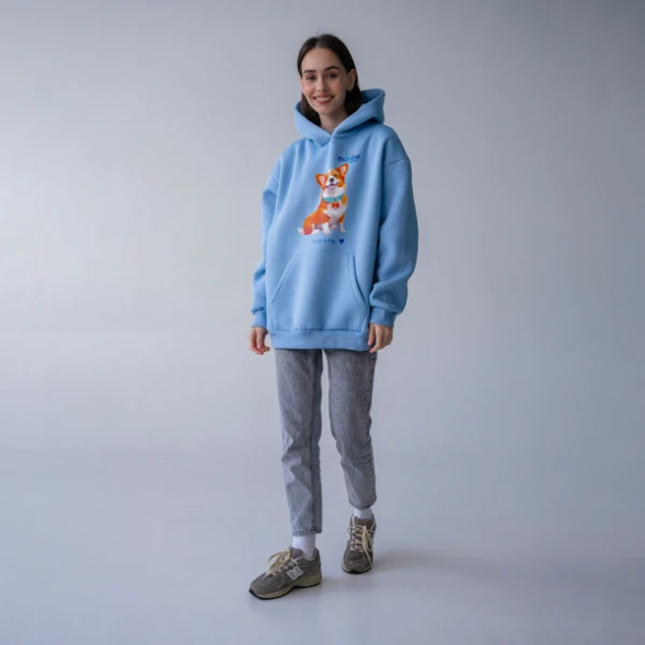Monge Gift M худи  AVALON корги, голубой