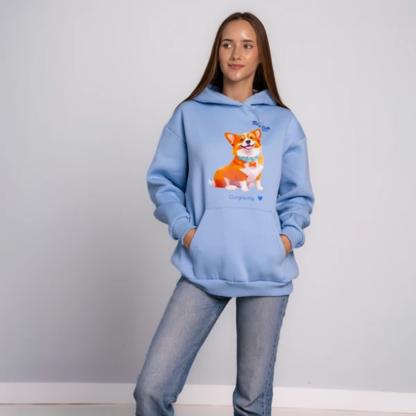 Monge Gift M худи  AVALON корги, голубой