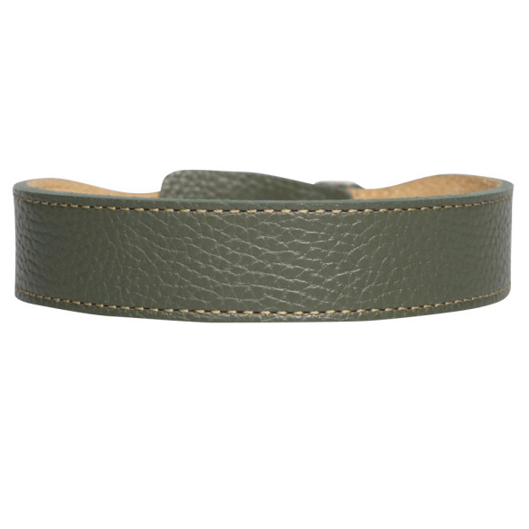 Mr.Kranch ошейник для собак из натуральной кожи с QR-адресником, 30-35 см, оливковый