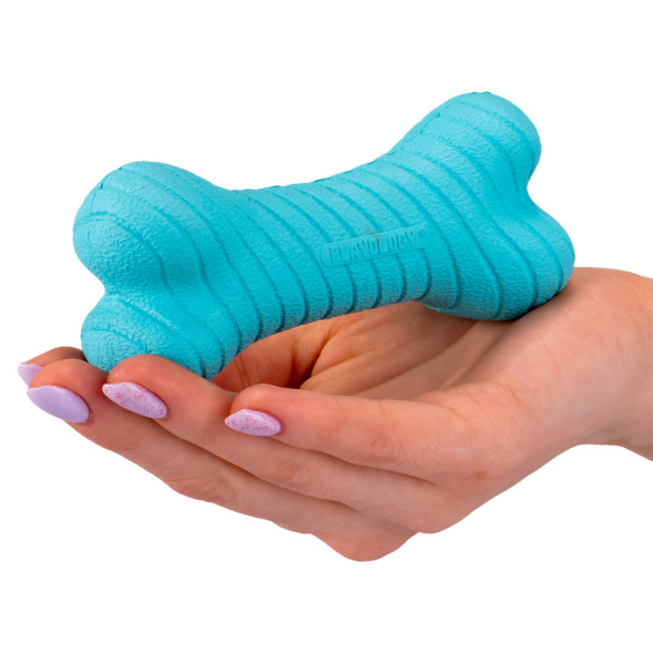 Playology DUAL LAYER BONE двухслойная жевательная косточка для собак с ароматом арахиса, средняя, голубой