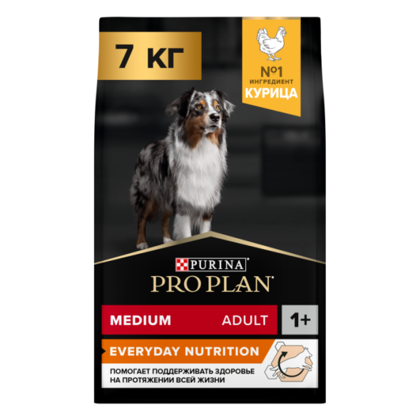 Сухой корм PRO PLAN® для взрослых собак средних пород, с высоким содержанием курицы 7 кг