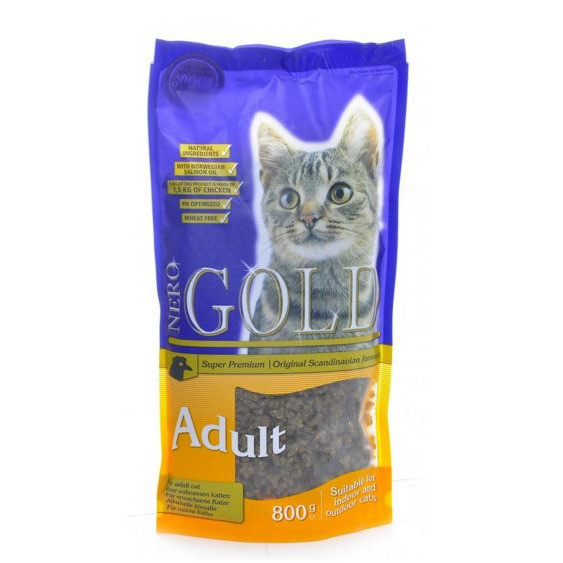Корм для кошек Nero gold cat adult chicken 32/18 с курицей - 800 г