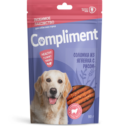 Compliment лакомство для собак всех пород Соломка из мяса ягненка с рисом - 90 г