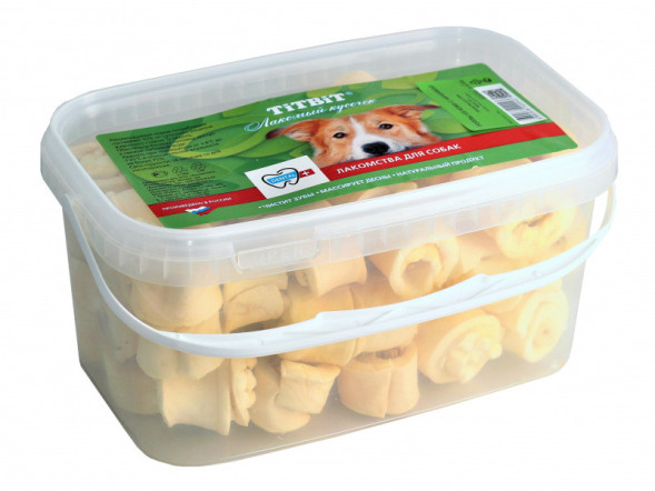 TiTBiT лакомство сушеное для собак и кошек, роллы из кожи с начинкой - 3,3 л (360 г)