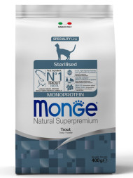 Monge Cat Monoprotein Sterilised сухой корм для стерилизованных кошек с форелью 400 г