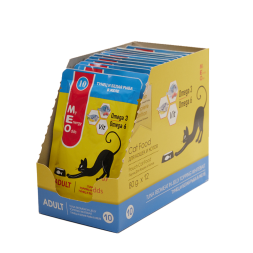 MEO влажный корм для взрослых кошек с тунцом и белой рыбой в желе, в паучах - 80 г х 12 шт