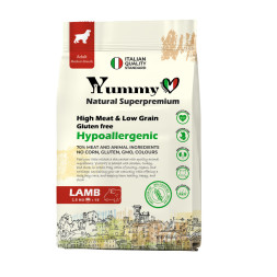 Yummy Linea сухой низкозерновой корм для взрослых собак средних пород, с ягненком - 2,5 кг