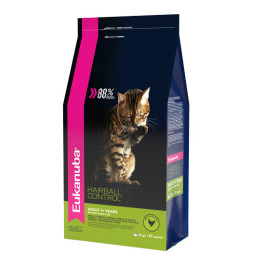 Сухой корм Eukanuba Cat Hairball для кошек для вывода шерсти с птицей - 2 кг