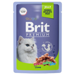 Brit Premium паучи для взрослых кошек с ягненком кусочки в желе - 85 г х 14 шт
