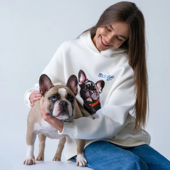Monge Gift M худи AVALON французский бульдог, молочно-белый