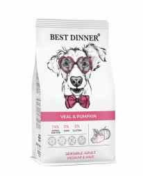 Best Dinner Sensible Adult Medium &amp;amp; Maxi Veal&amp;amp;Pumpkin сухой корм для взрослых собак средних и крупных пород с телятиной и тыквой - 3 кг