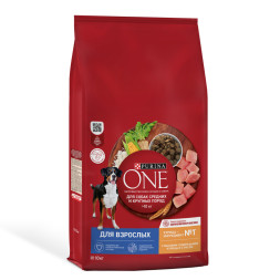 Purina ONE сухой корм для взрослых собак средних и крупных пород с курицей и рисом - 10 кг