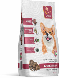 Clan Classic Active 25/16 сухой корм для активных взрослых собак мелких пород с говядиной и индейкой - 400 г