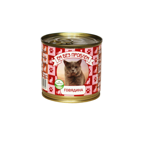Ем без проблем влажный корм для кошек с говядиной, в консервах - 250 г х 15 шт