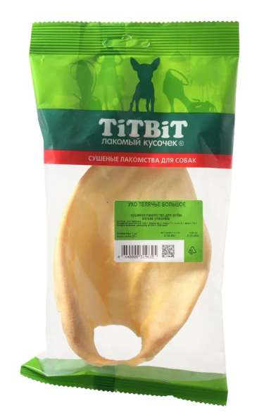 TiTBiT лакомство для собак ухо телячье большое
