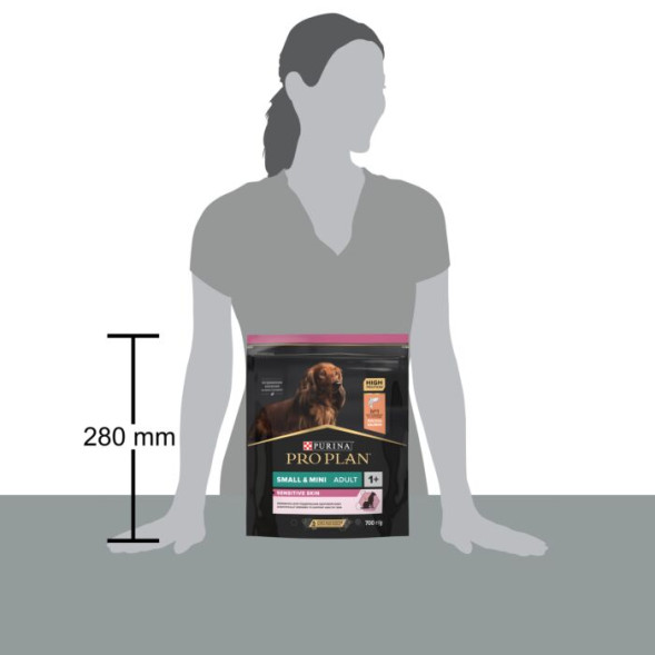 Сухой корм PRO PLAN® для взрослых собак мелких и карликовых пород с чувствительной кожей, с высоким содержанием лосося 700 г