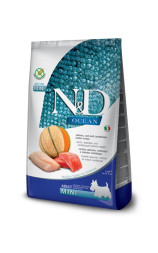 Farmina N&amp;amp;D Ocean Dog Salmon, Codfish &amp;amp; Cantaloupe Melon Adult Mini сухой беззерновой корм для взрослых собак мелких пород с лососем, треской и дыней - 800 г