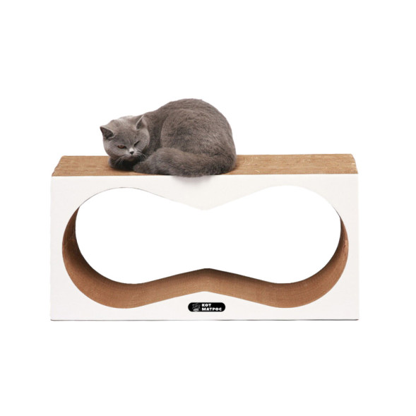 КотМатрос Аквариум когтеточка из картона с картонным ободком, белый - 77 x 37 x 22 см