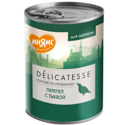 Мнямс Delicatesse Потофё по-провански влажный корм для щенков паштет из перепёлки с тыквой, в консервах - 400 г х 12 шт