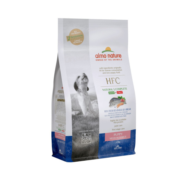 Almo Nature сухой корм для щенков средних и крупных пород с морской рыбой (окунь и лещ) - 1,2 кг