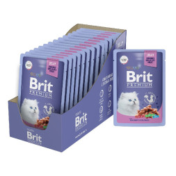 Brit Premium паучи для котят с кроликом кусочки в желе - 85 г х 14 шт