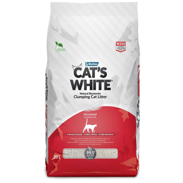 Cats White Natural наполнитель комкующийся для кошачьего туалета натуральный без ароматизатора - 20 л