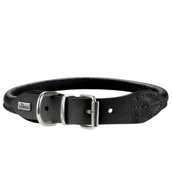 Hunter ошейник для собак Round &amp;amp; Soft Elk 37/6 (30-33 см), черный, кожа лося
