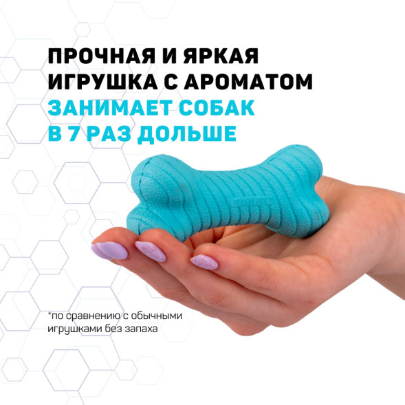 Playology DUAL LAYER BONE двухслойная жевательная косточка для собак с ароматом арахиса, большая, голубой