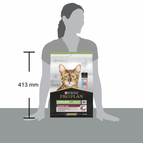 Сухой корм PRO PLAN® SAVOURY DUO для взрослых стерилизованных кошек, с высоким содержанием трески и с форелью 3 кг