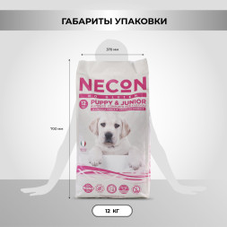 Necon No Gluten Puppy &amp;amp; Junior безглютеновый сухой корм для щенков и юниоров средних и крупных пород, а также беременных и кормящих собак со свининой и рисом - 12 кг