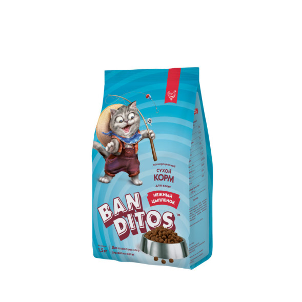 Banditos сухой корм для котят, беременных и кормящих кошек, с цыпленком - 1,5 кг