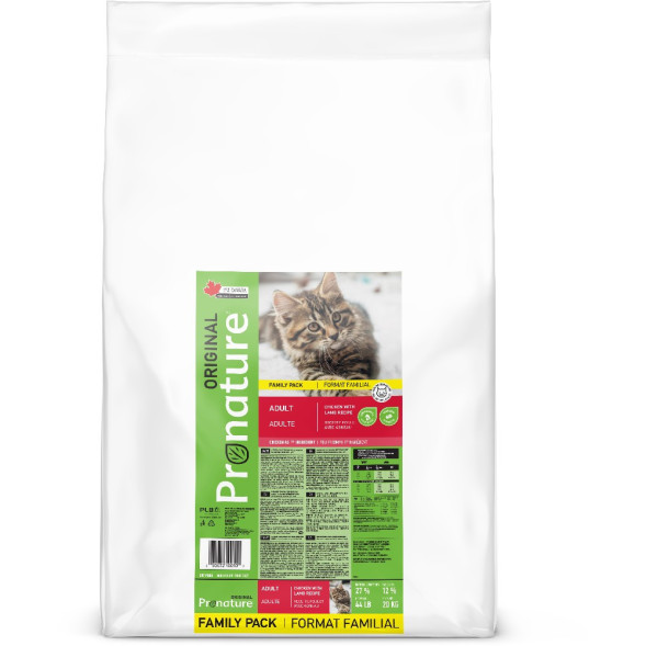 Pronature Original сухой корм для взрослых кошек с курицей и ягненком - 20 кг