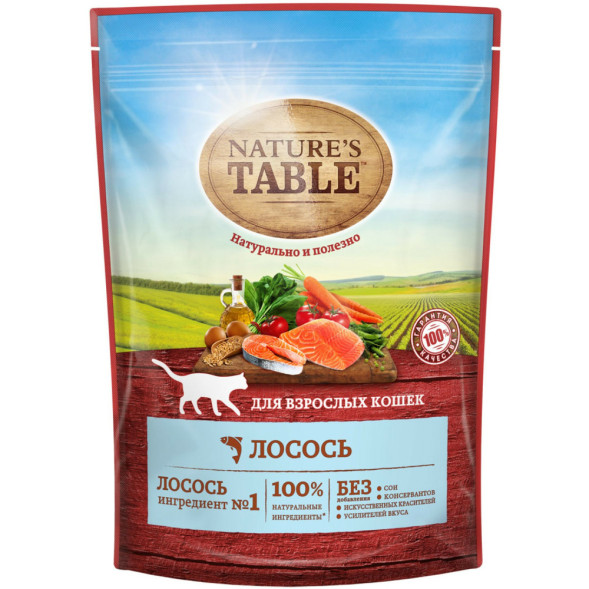 Nature’s Table сухой корм для кошек с лососем - 190 г