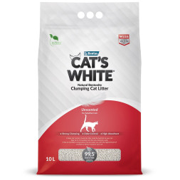 Cats White Natural наполнитель комкующийся для кошачьего туалета натуральный без ароматизатора - 10 л