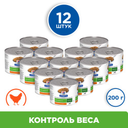 Hills Prescription Diet Metabolic влажный диетический корм для взрослых собак для снижения и контроля веса, с курицей, в консервах - 200 г х 6 шт