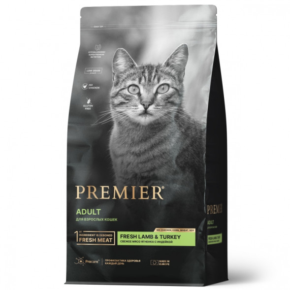 Premier Cat Lamb&amp;amp;Turkey ADULT (Свежее мясо ягненка с индейкой для кошек) 400 г