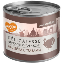 Мнямс Delicatesse Фрикасе по-парижски влажный корм для собак паштет из индейки с травами, в консервах - 200 г х 12 шт