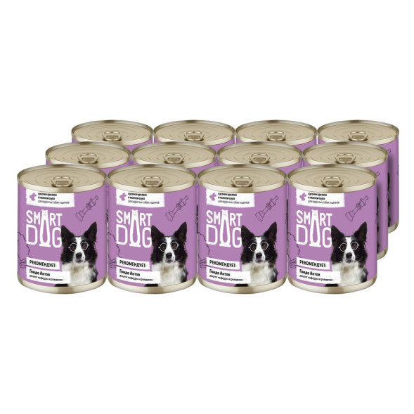 Smart Dog консервы для взрослых собак и щенков с кроликом кусочки в соусе - 240 г х 12 шт