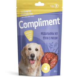 Compliment лакомство для собак всех пород Медальоны из утки с рисом - 90 г