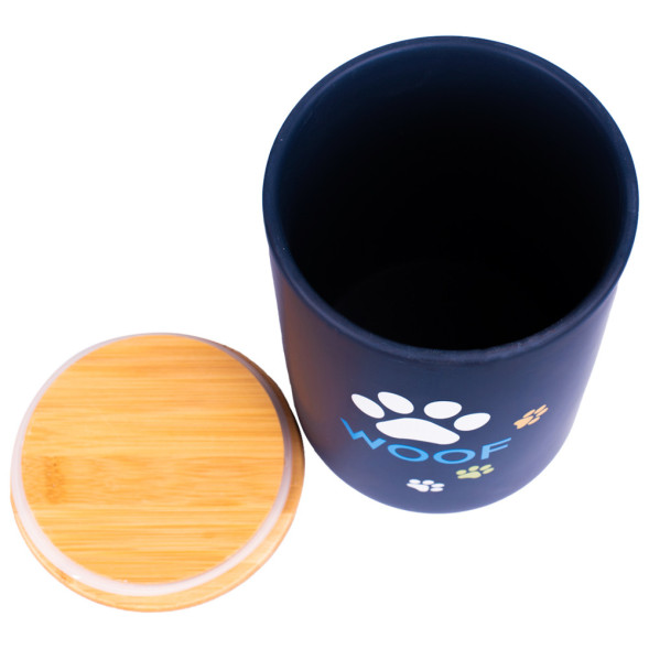 Mr.Kranch WOOF бокс керамический для хранения корма для собак, 1900 мл, черный