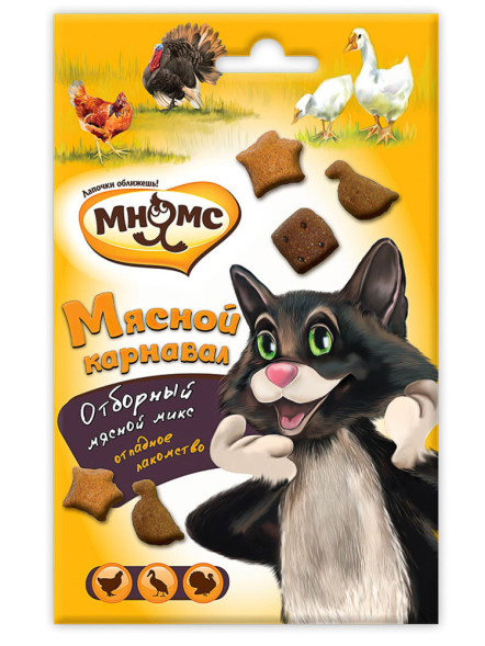 Мнямс Мясной карнавал (утка, индейка, курица) для кошек - 50 г