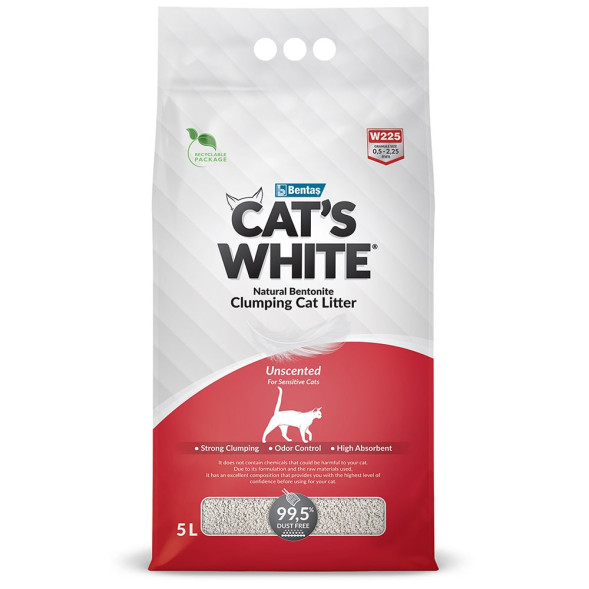Cats White Natural наполнитель комкующийся для кошачьего туалета натуральный без ароматизатора - 5 л